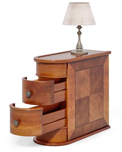 Fully Assembled Narrow Two-Drawer Side Table