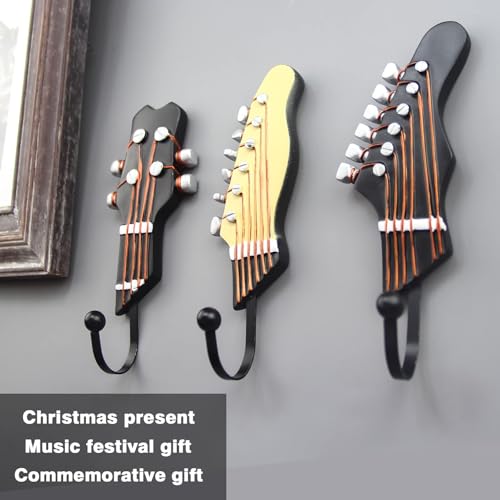 Guitar Shaped Decorative Hooks - 3 Pack