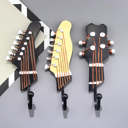 Guitar Shaped Decorative Hooks - 3 Pack