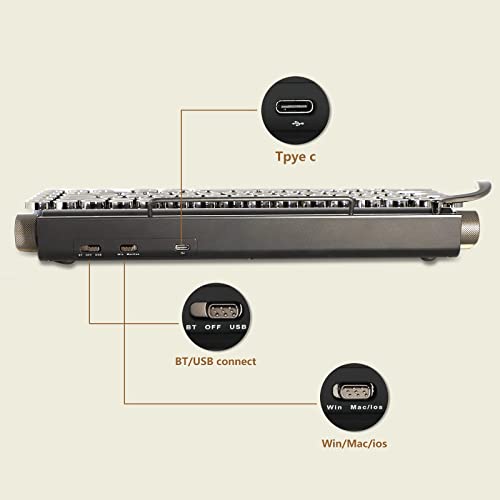Retro Mechanical Keyboard with LED Backlight - Wood Color