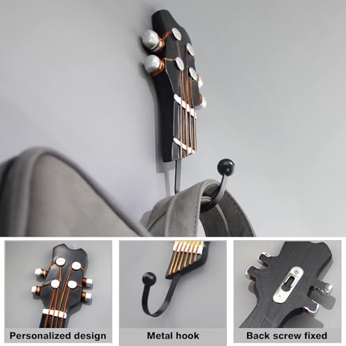Guitar Shaped Decorative Hooks - 3 Pack