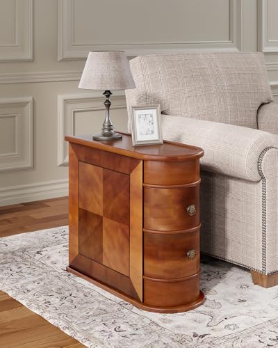 Fully Assembled Narrow Two-Drawer Side Table