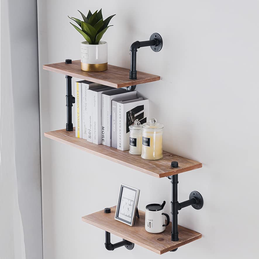 Industrial Pipe Shelf - Heavy Duty Rustic Bookshelf