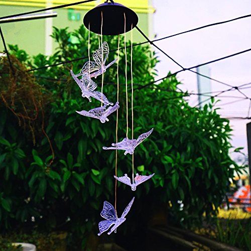Color Changing Solar Butterfly Wind Chimes