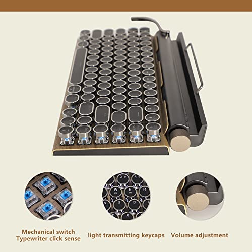 Retro Mechanical Keyboard with LED Backlight - Wood Color