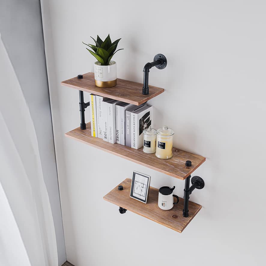 Industrial Pipe Shelf - Heavy Duty Rustic Bookshelf