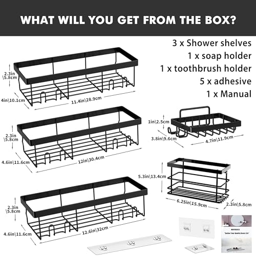 Adhesive Shower Caddy Organizer Shelves