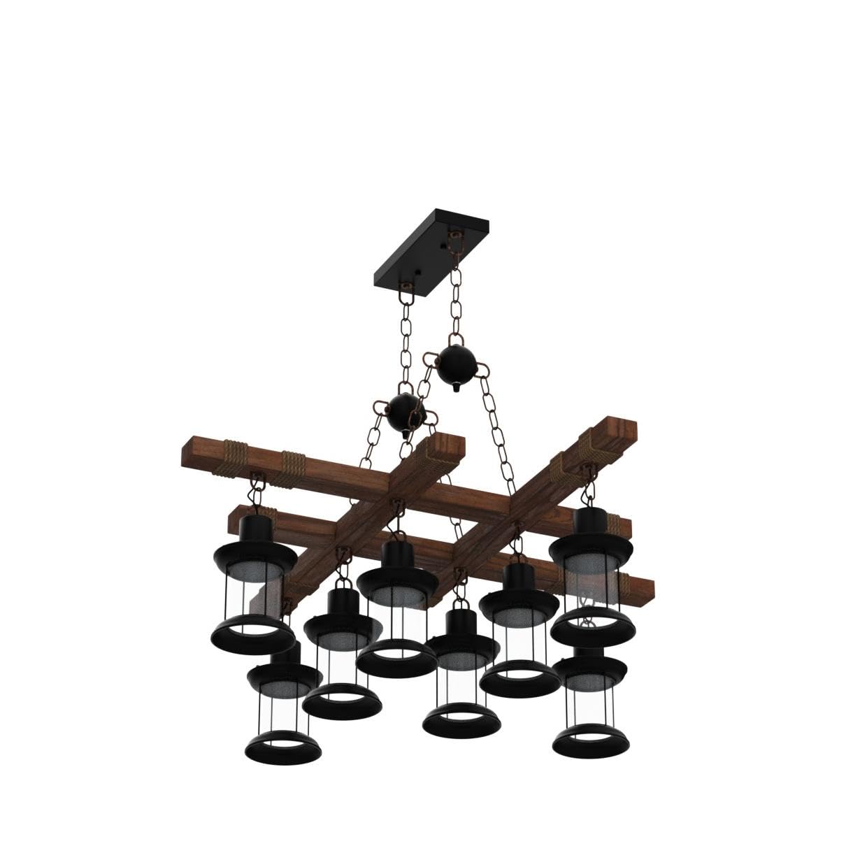Industrial Wooden Hanging Chandelier