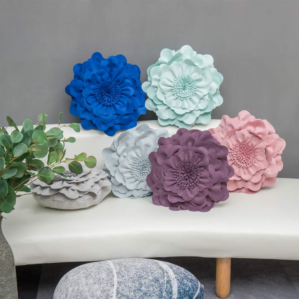 Round Suede Flower Throw Pillow