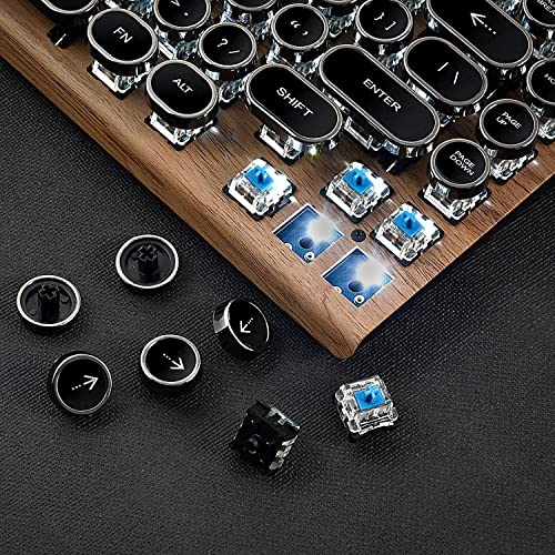 Retro Mechanical Keyboard with LED Backlight - Wood Color