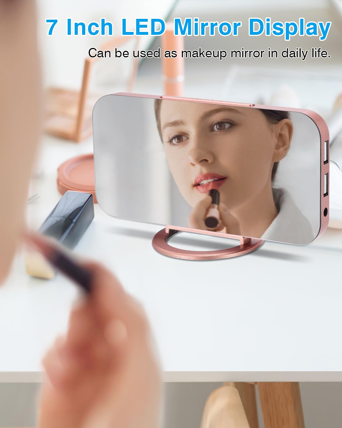 Mirrored LED Digital Alarm Clock with USB Ports