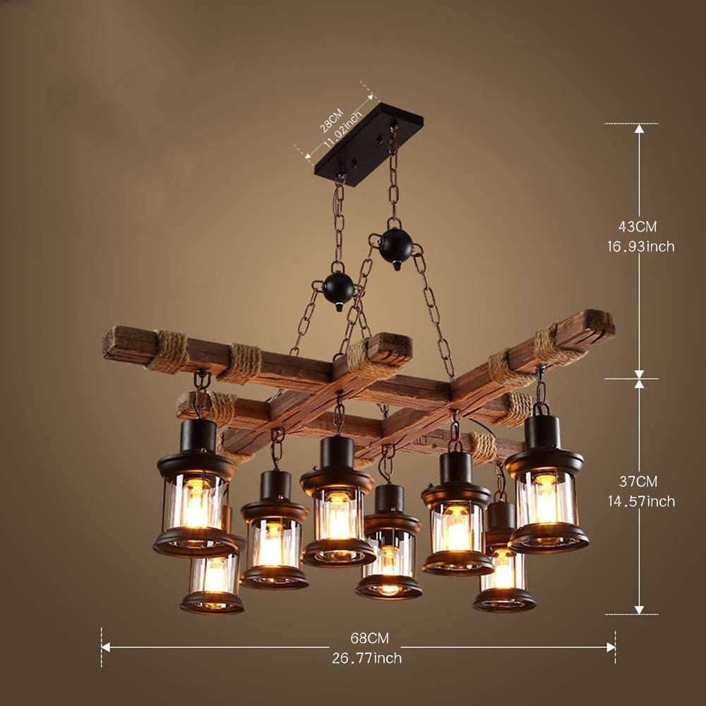 Industrial Wooden Hanging Chandelier