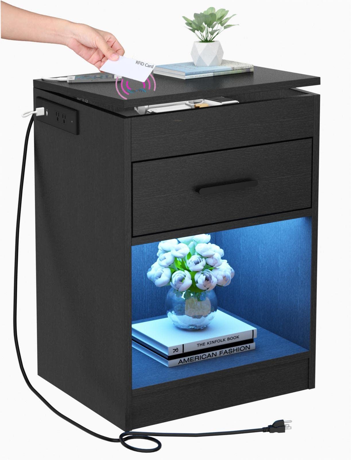 Concealed-Storage Nightstand with Lights