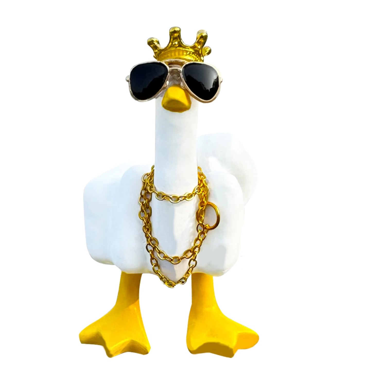 Middle Finger Duck Resin Figurine with Crown
