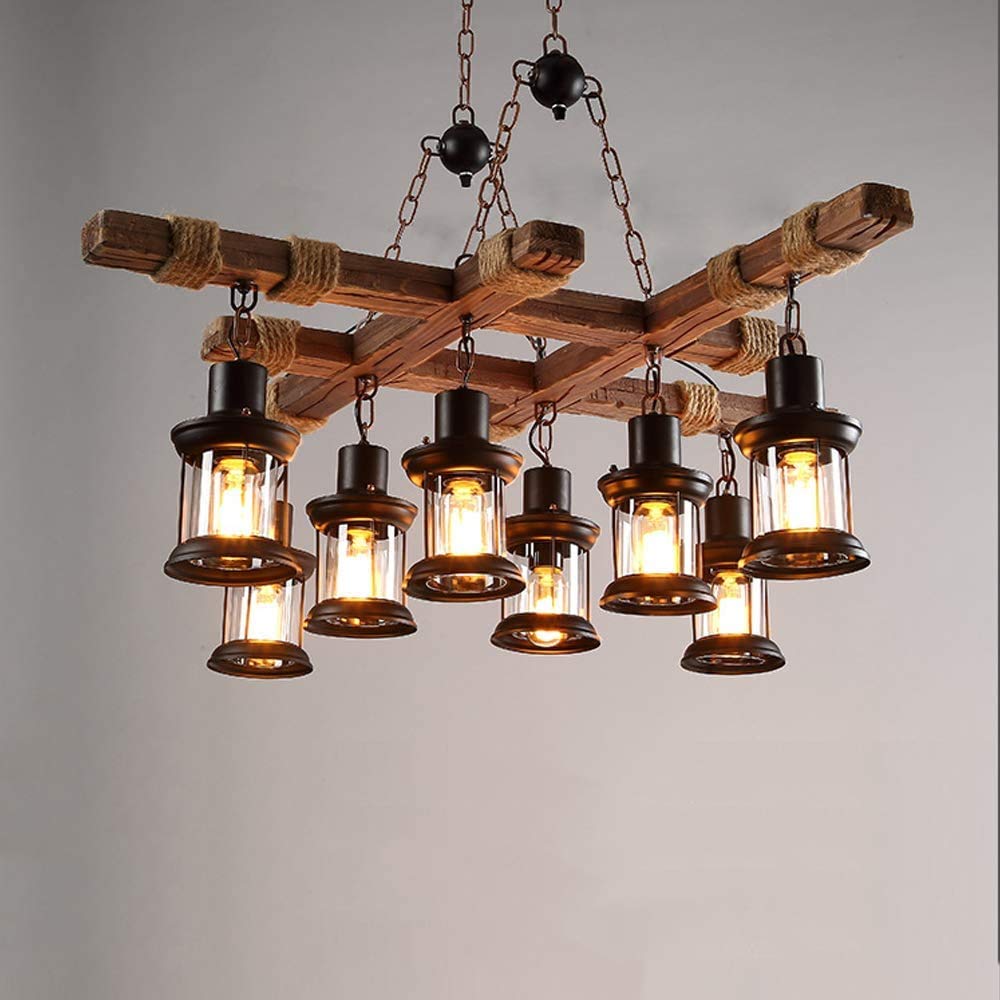 Industrial Wooden Hanging Chandelier