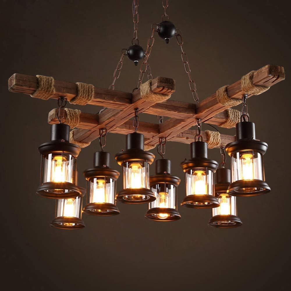 Industrial Wooden Hanging Chandelier