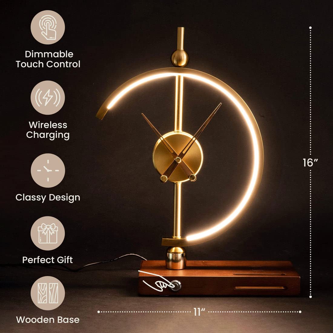 Clock Desk Lamp with Wireless Charger