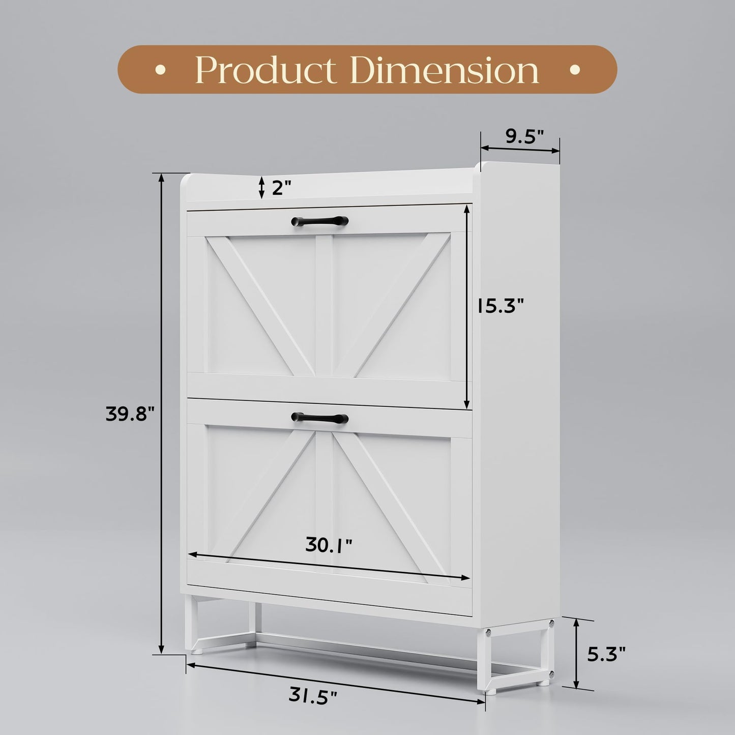 Modern Shoe Storage Cabinet with Flip Drawers