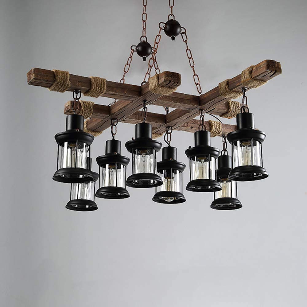Industrial Wooden Hanging Chandelier