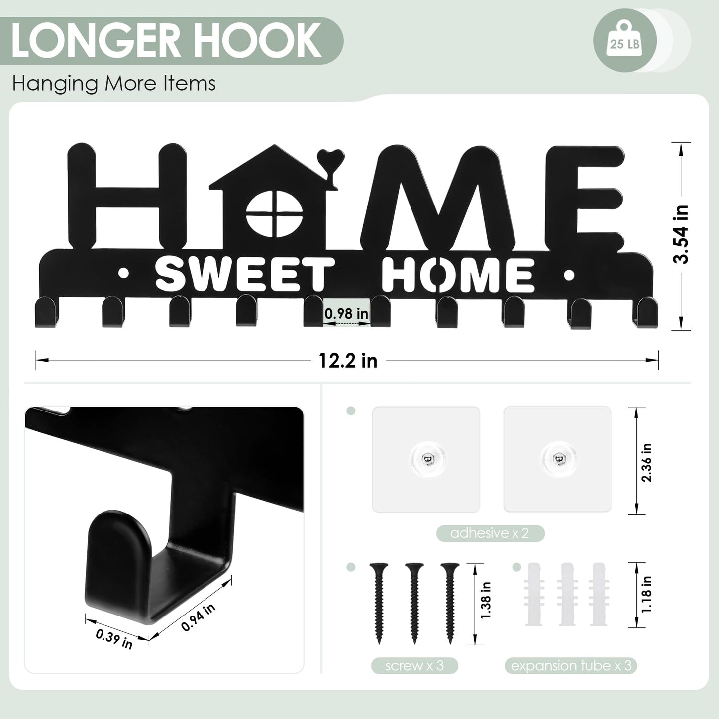 Key Holder Wall Mount with 10 Hooks