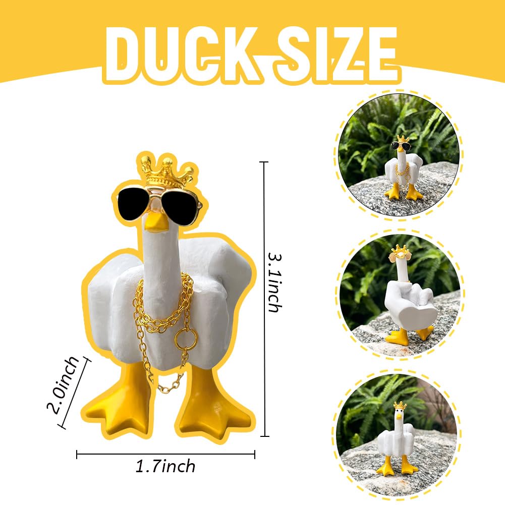 Middle Finger Duck Resin Figurine with Crown