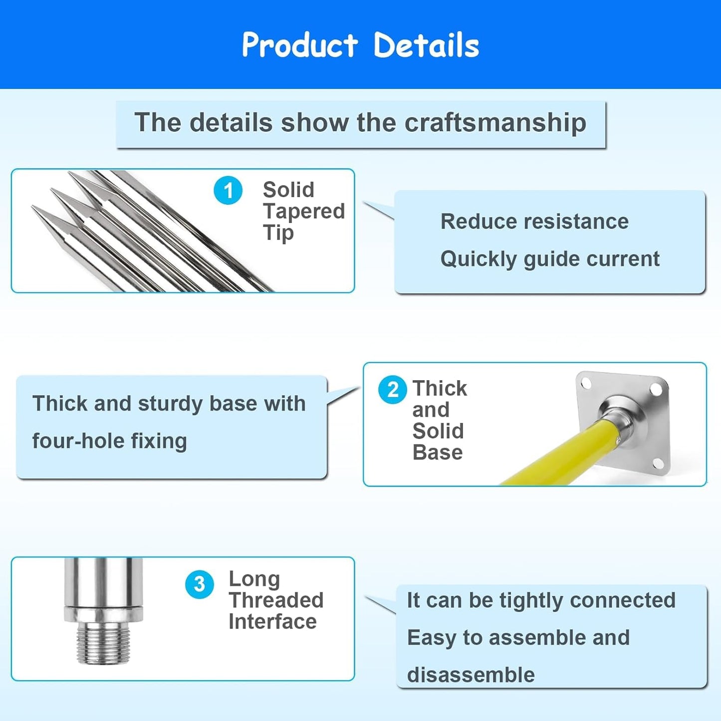 Insulated Lightning Rod Kit for Home Protection