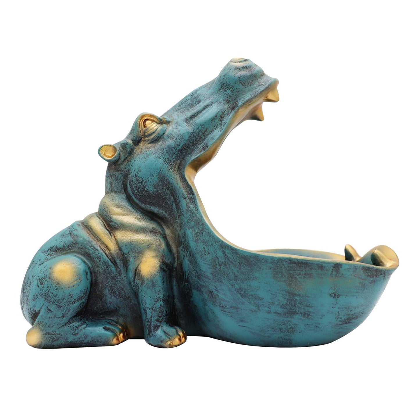 Hippo Statue Resin Candy Dish
