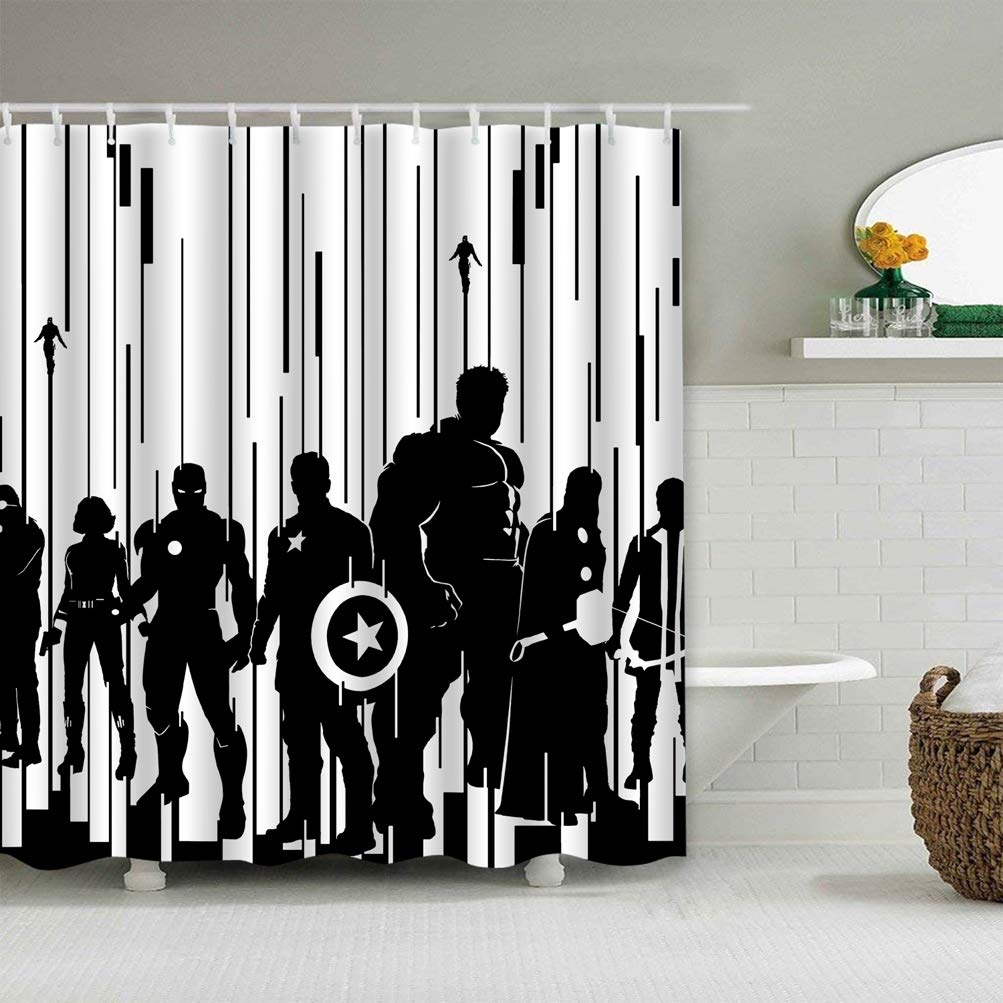 Patwee Cool Black and White Strip Design Shower Curtain