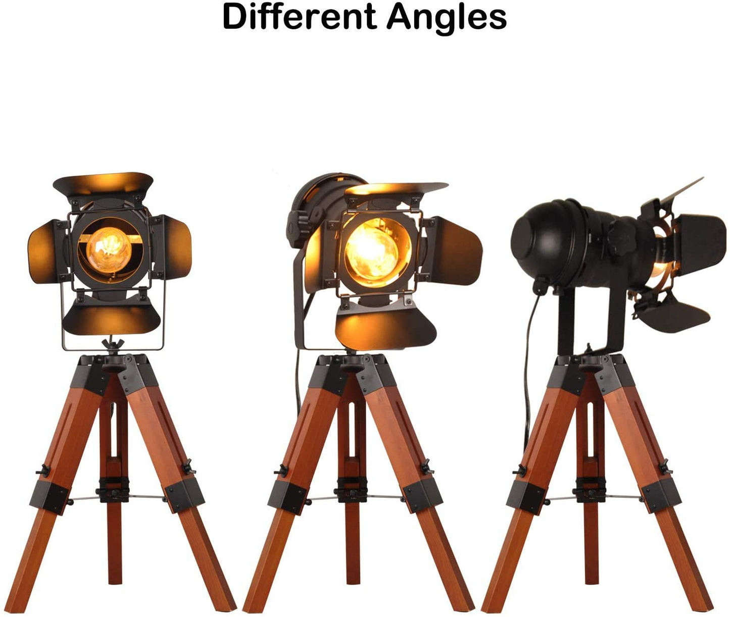 Industrial Tripod Wood Table Lamp