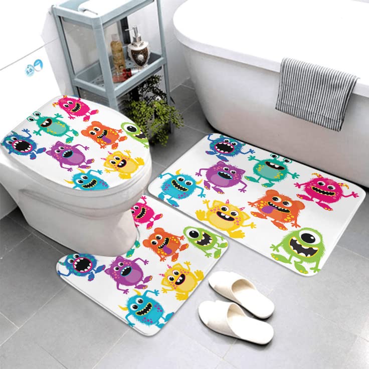 Shower Curtain Set with Non-Slip Rugs