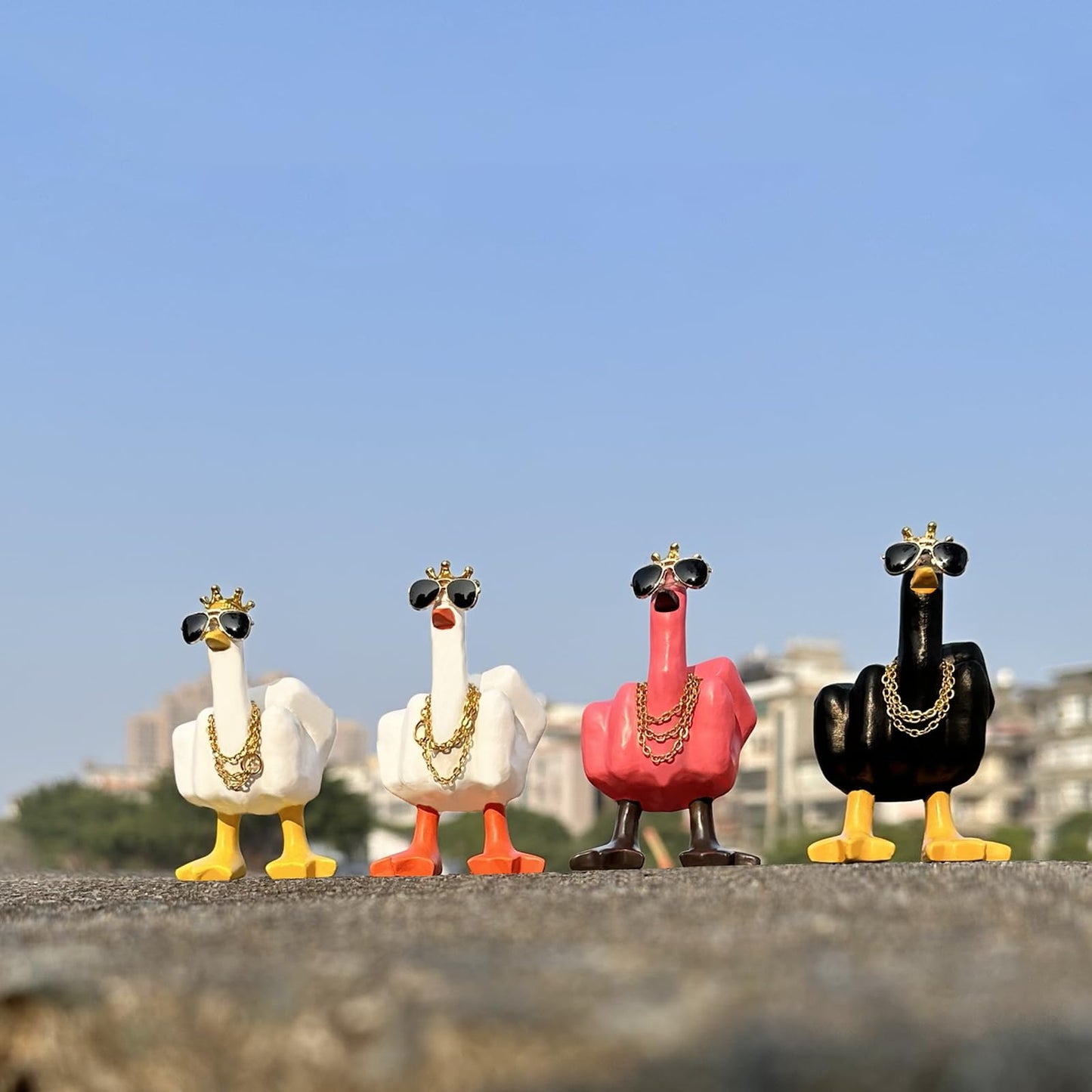 Middle Finger Duck Resin Figurine with Crown