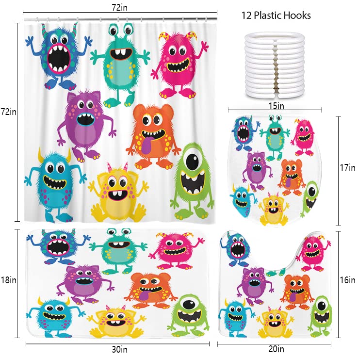 Shower Curtain Set with Non-Slip Rugs