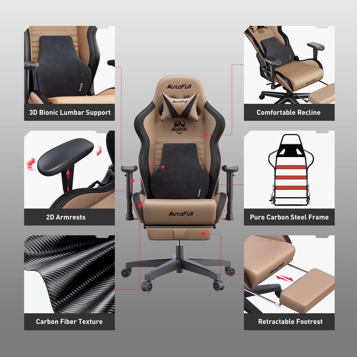 Gaming Chair with Ergonomics Lumbar Support
