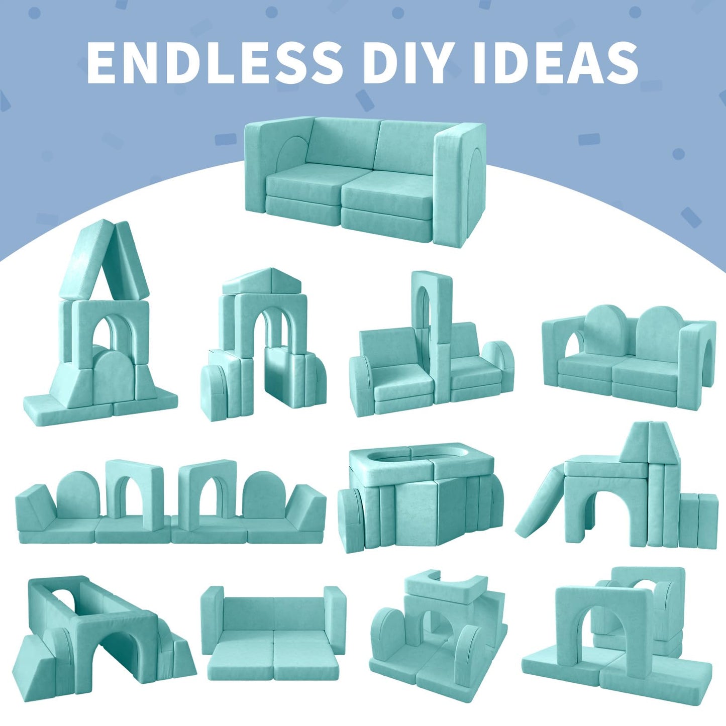 Modular Kids’ Couch with 10 Foam Pieces