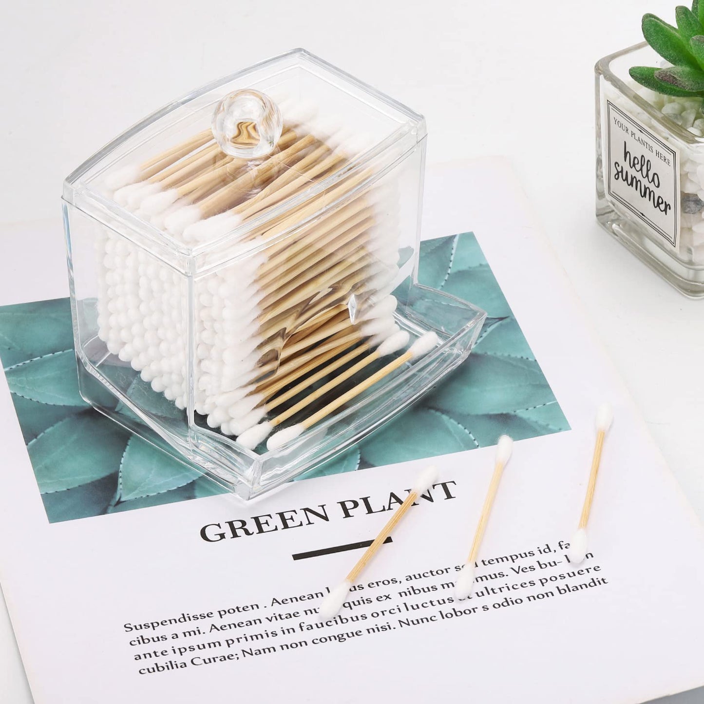Clear Bathroom Organizer - Qtips Cotton Ball Holder