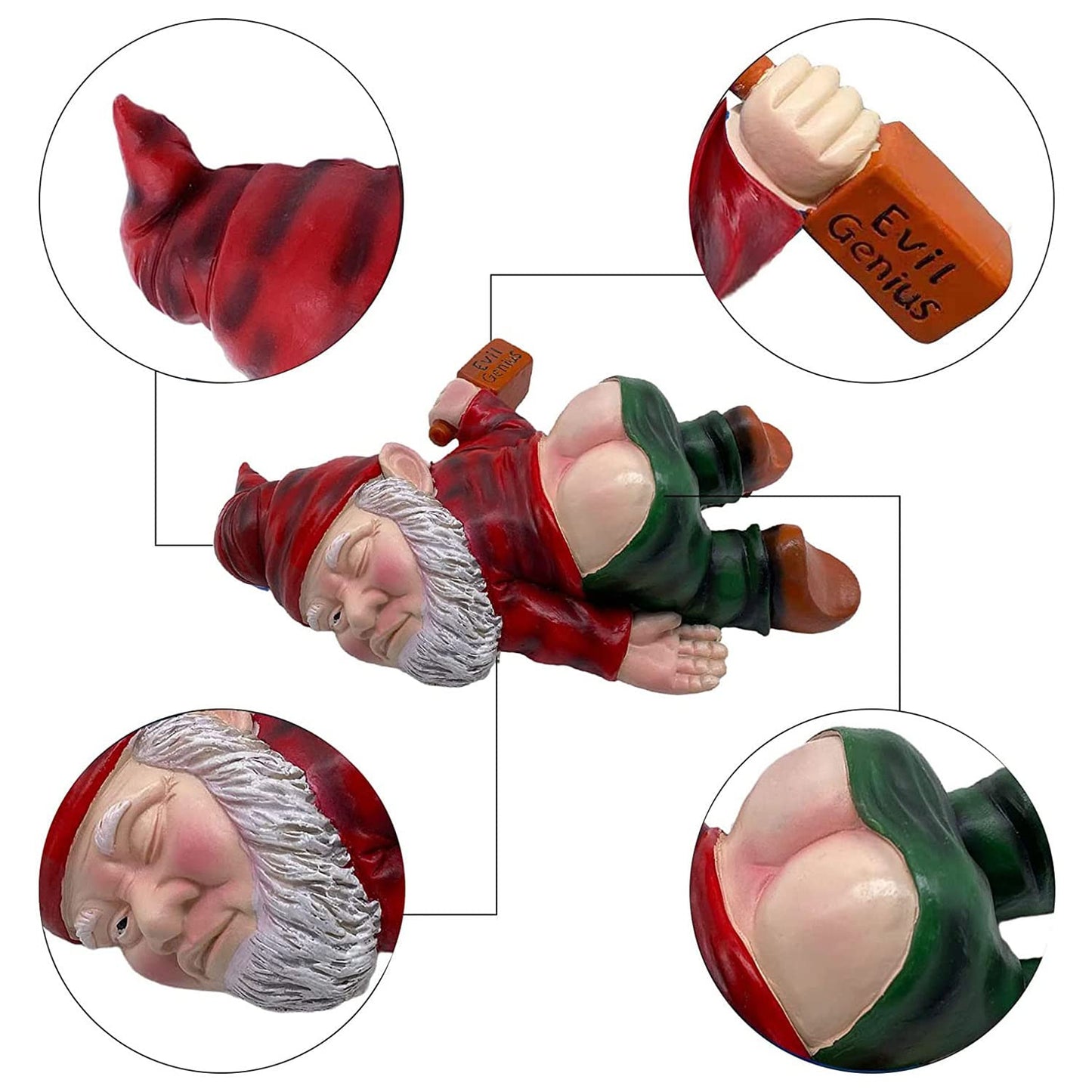 Funny Garden Gnome Statue - 5.9" Red