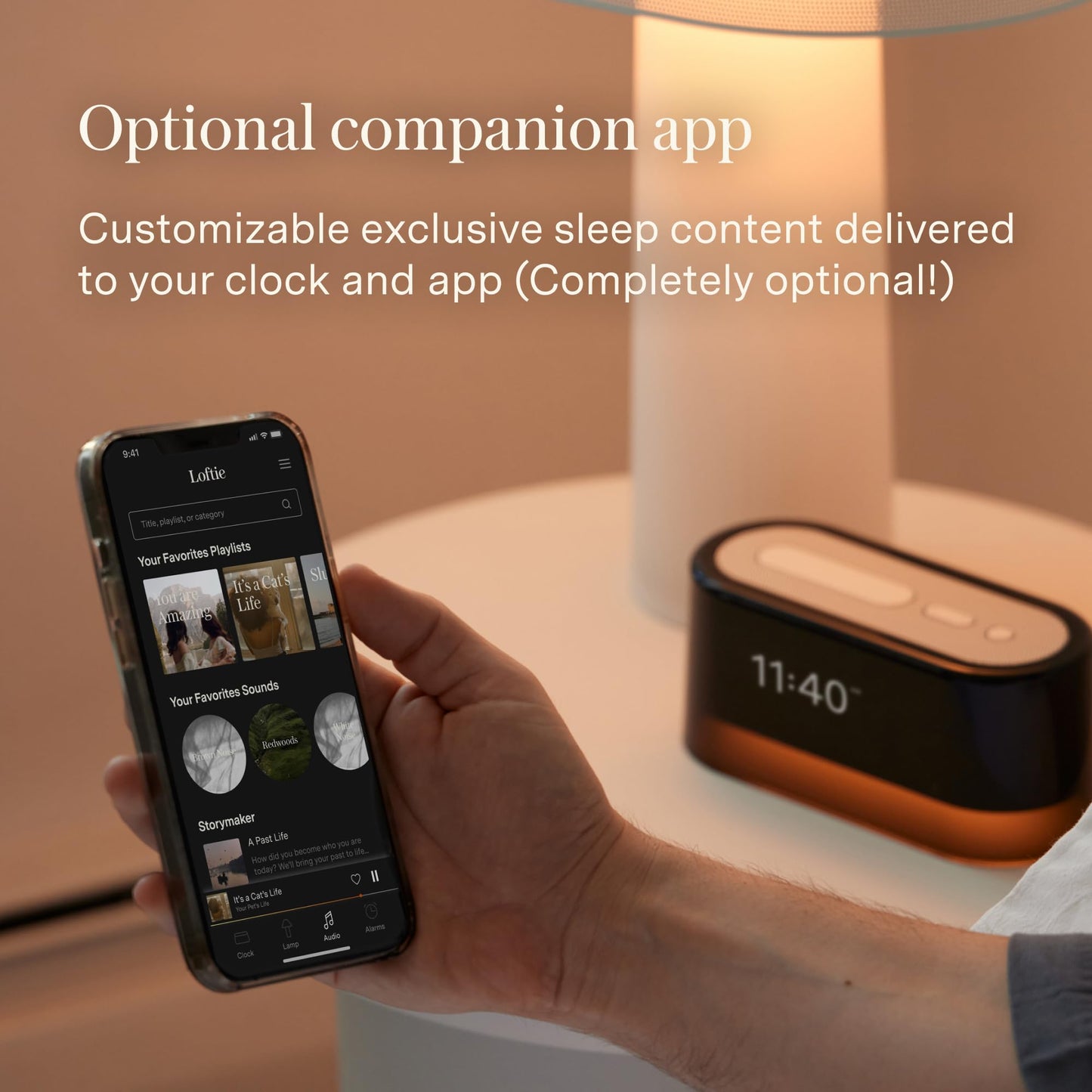 Smart Alarm Clock with Calming Sound Library
