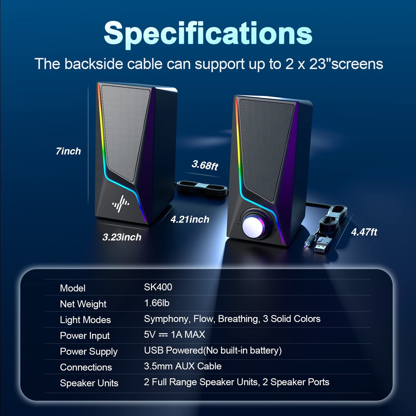 PC Speakers with 6 Lighting Modes