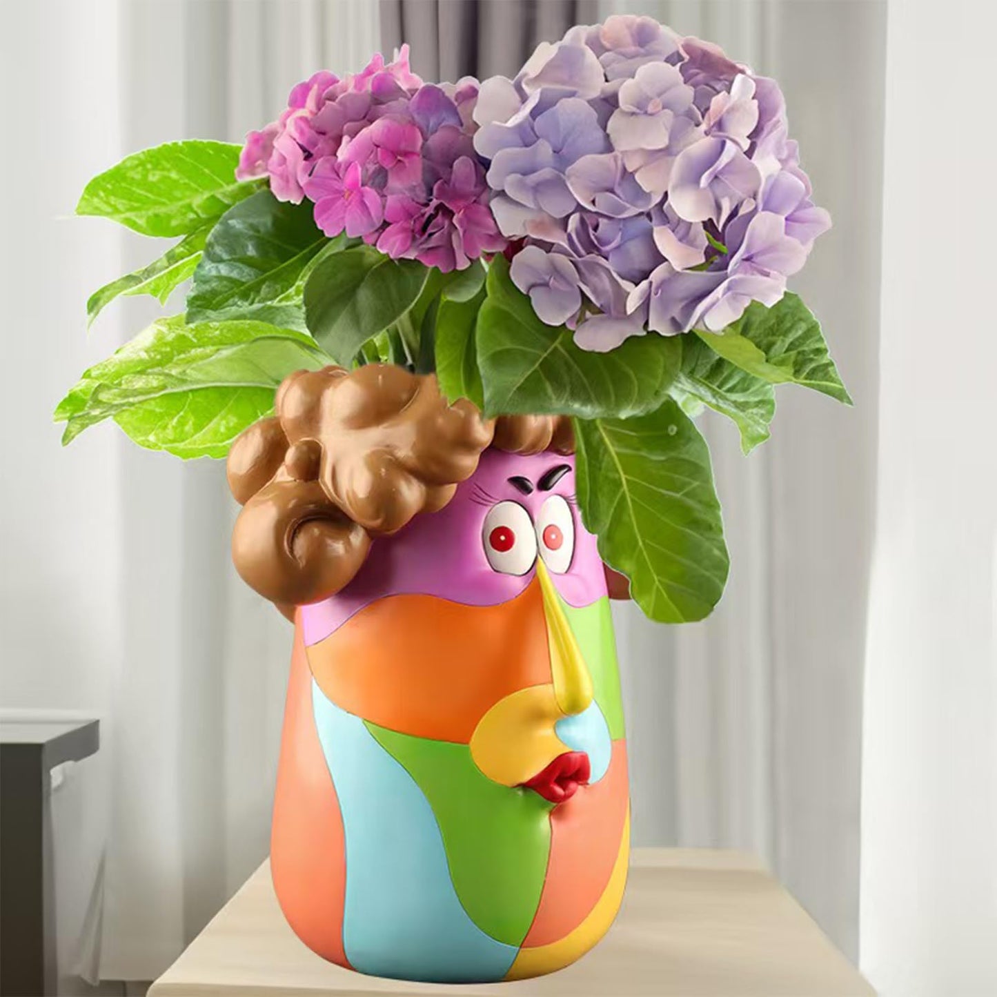 TOZLU Curly Haired Girl Abstract Planter