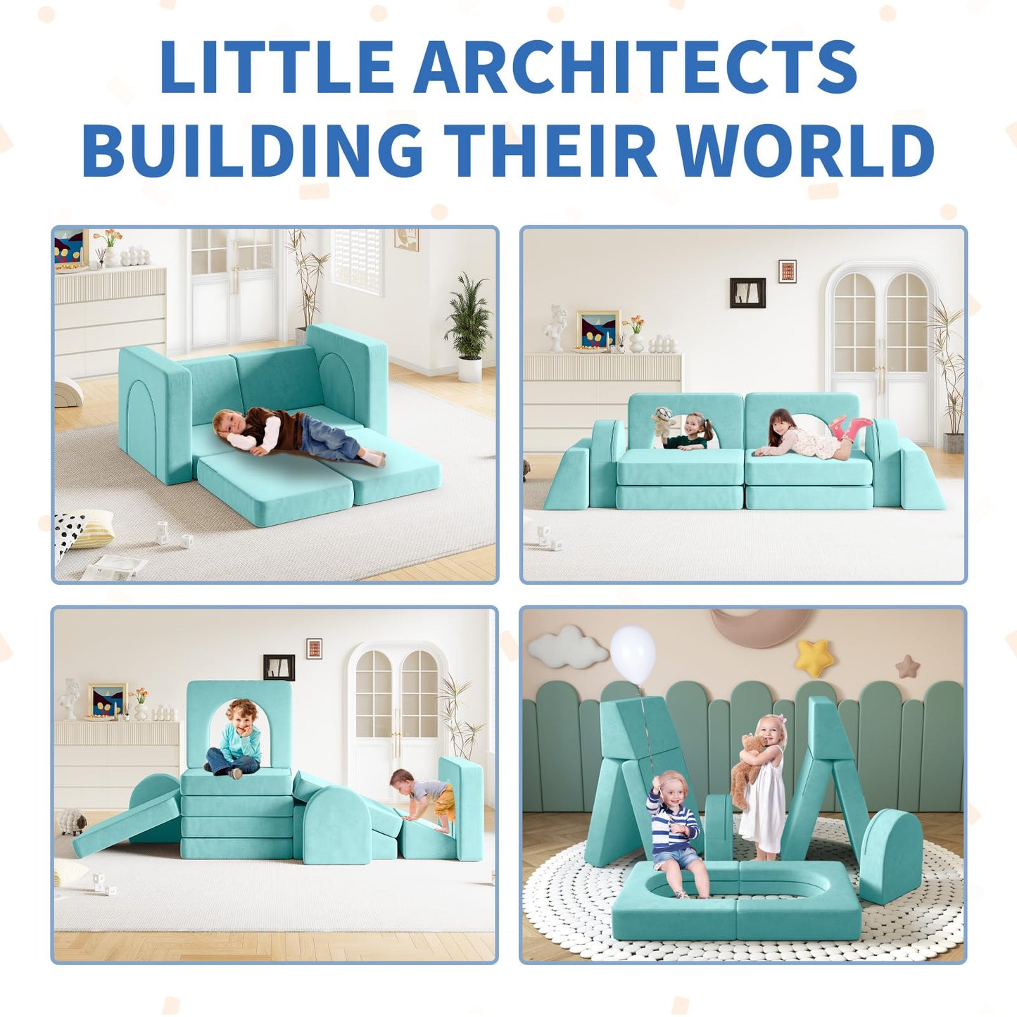 Modular Kids’ Couch with 10 Foam Pieces
