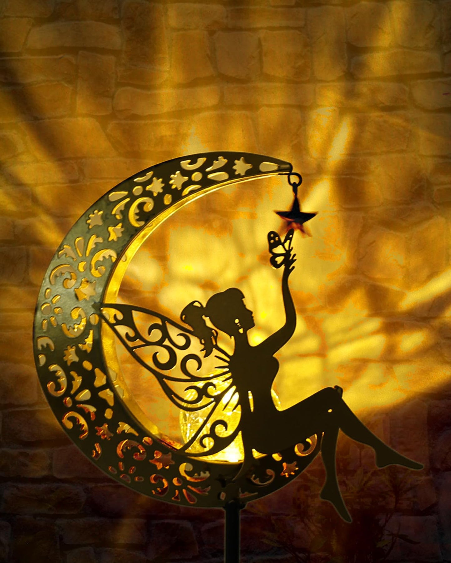 Solar Garden Fairy Moon Figurine Light