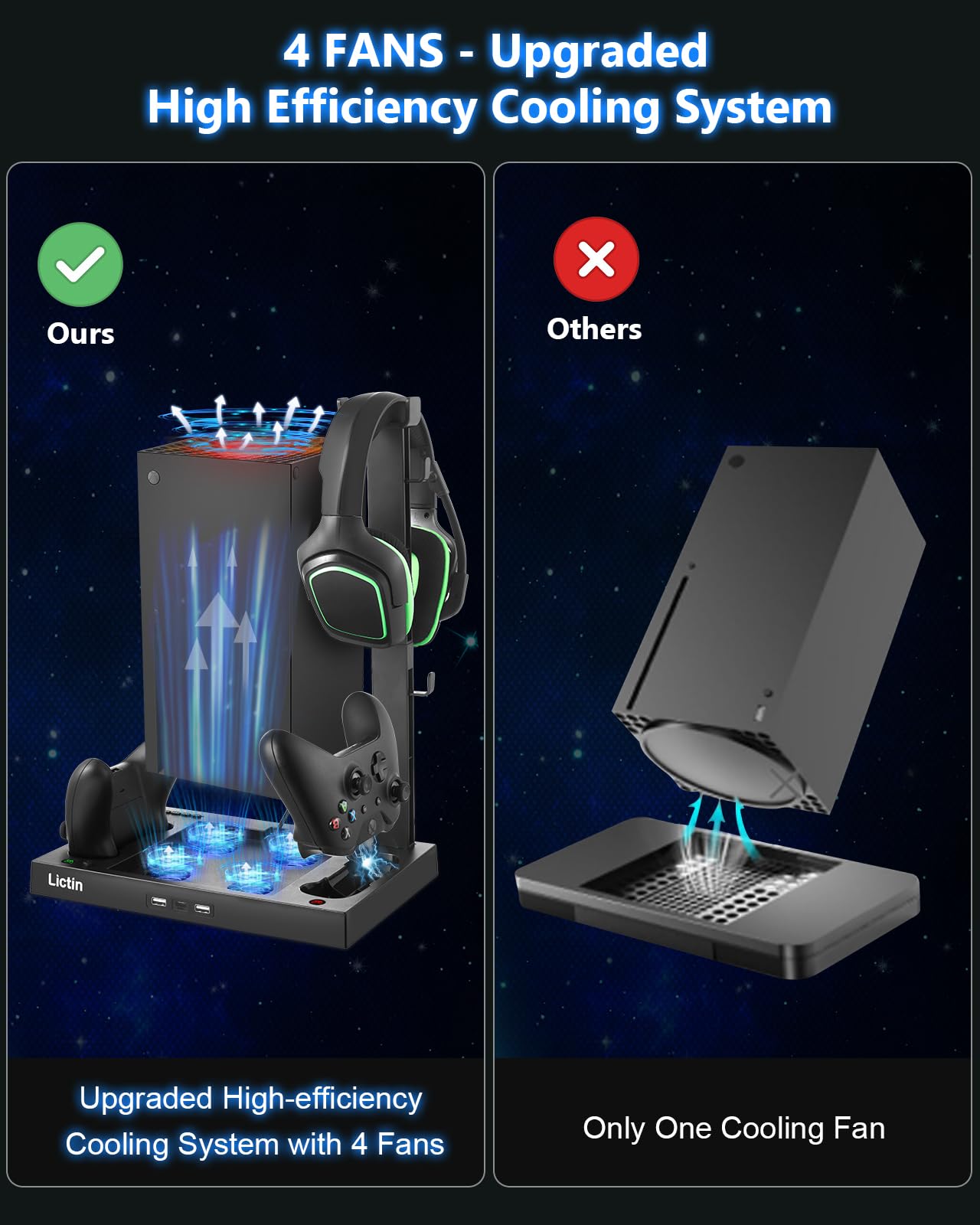 Cooling Fan Charging Station for Series X Console & Controller