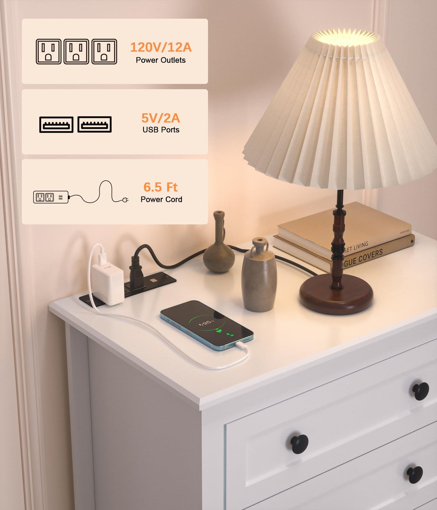 Five-Drawer Dresser with Built-In Power Station