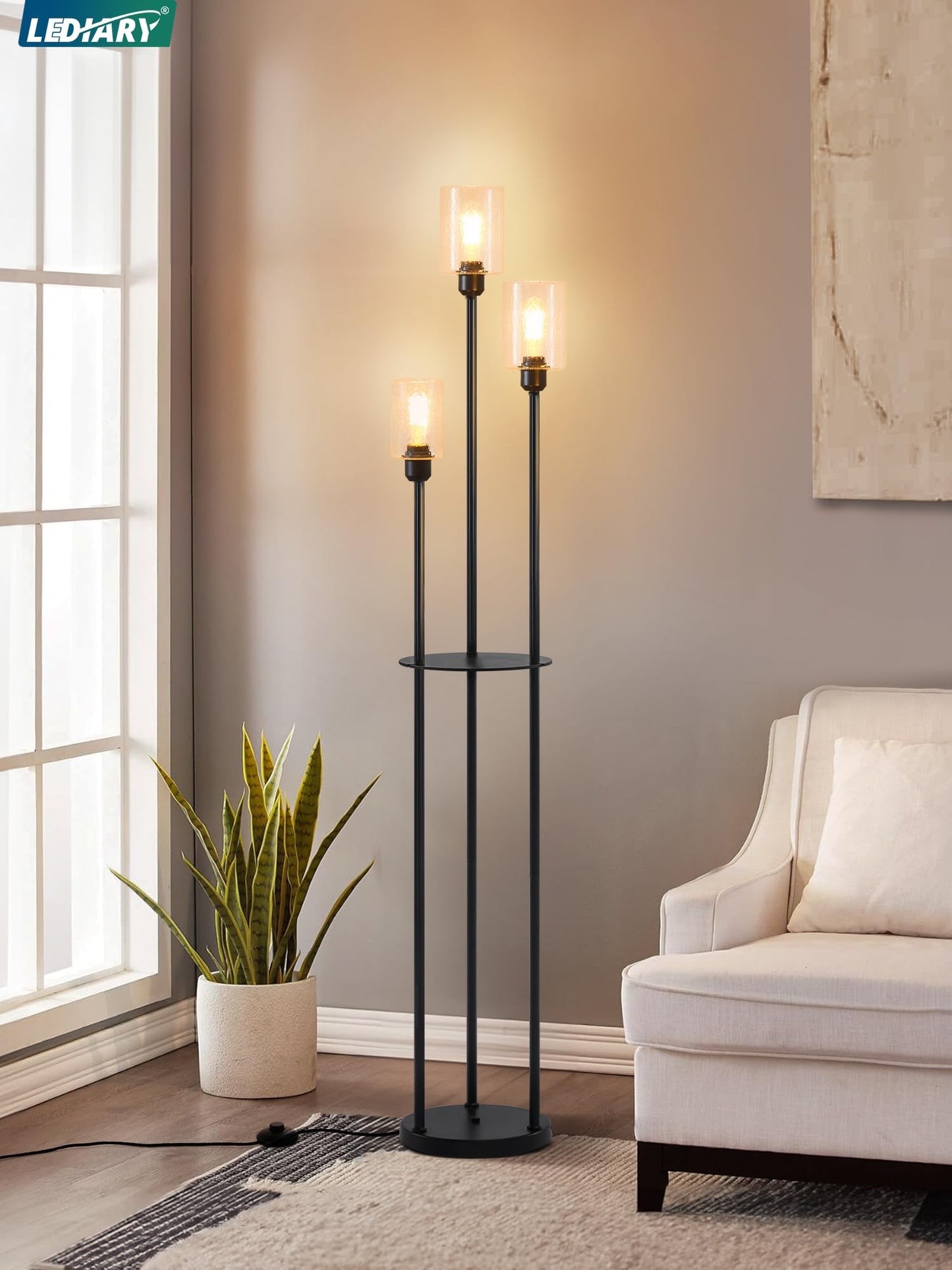 Modern Floor Lamp with Shelves