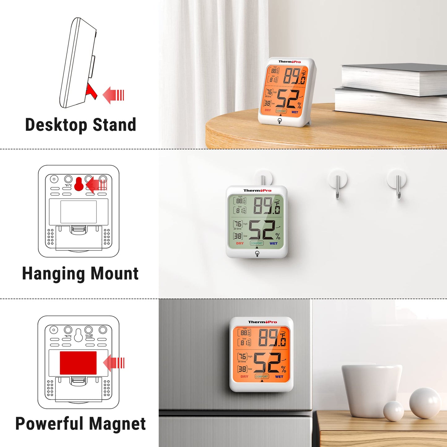 Digital Thermometer & Hygrometer with Backlight