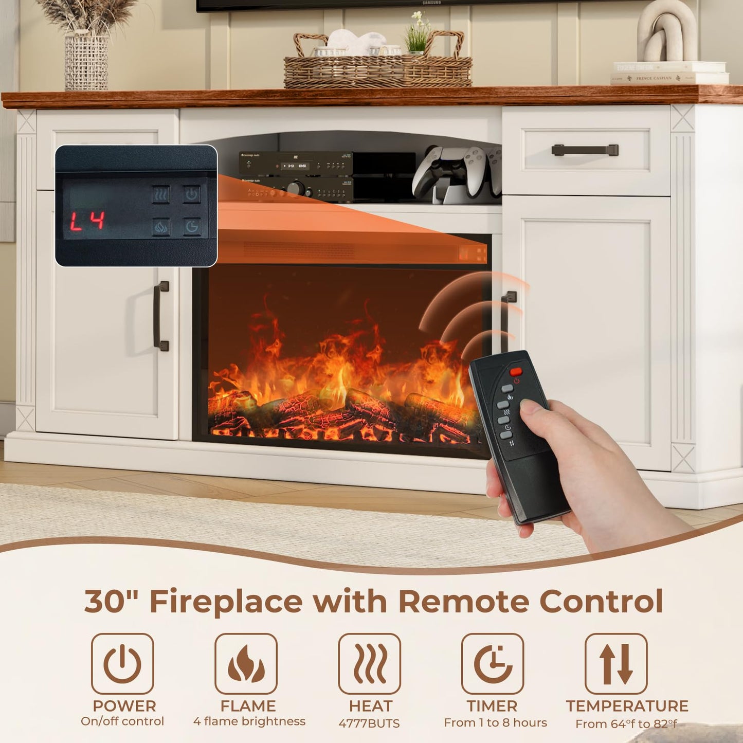 Farmhouse Entertainment Center with Electric Fireplace