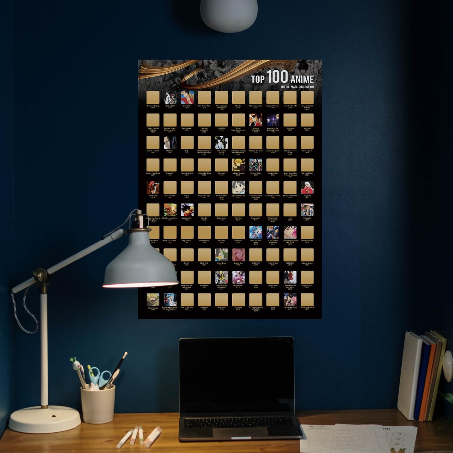 Top 100 Anime Scratch Off Poster