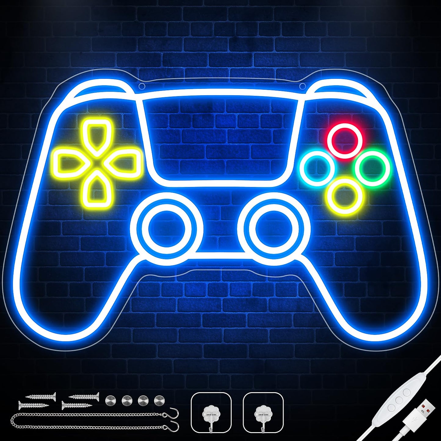 Gamer Neon Sign - Adjustable Brightness Gamepad Shape