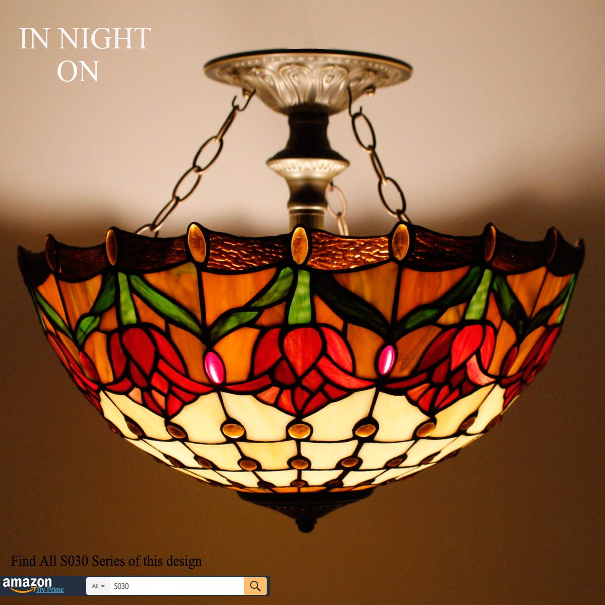 Tiffany Tulip Ceiling Light Fixture