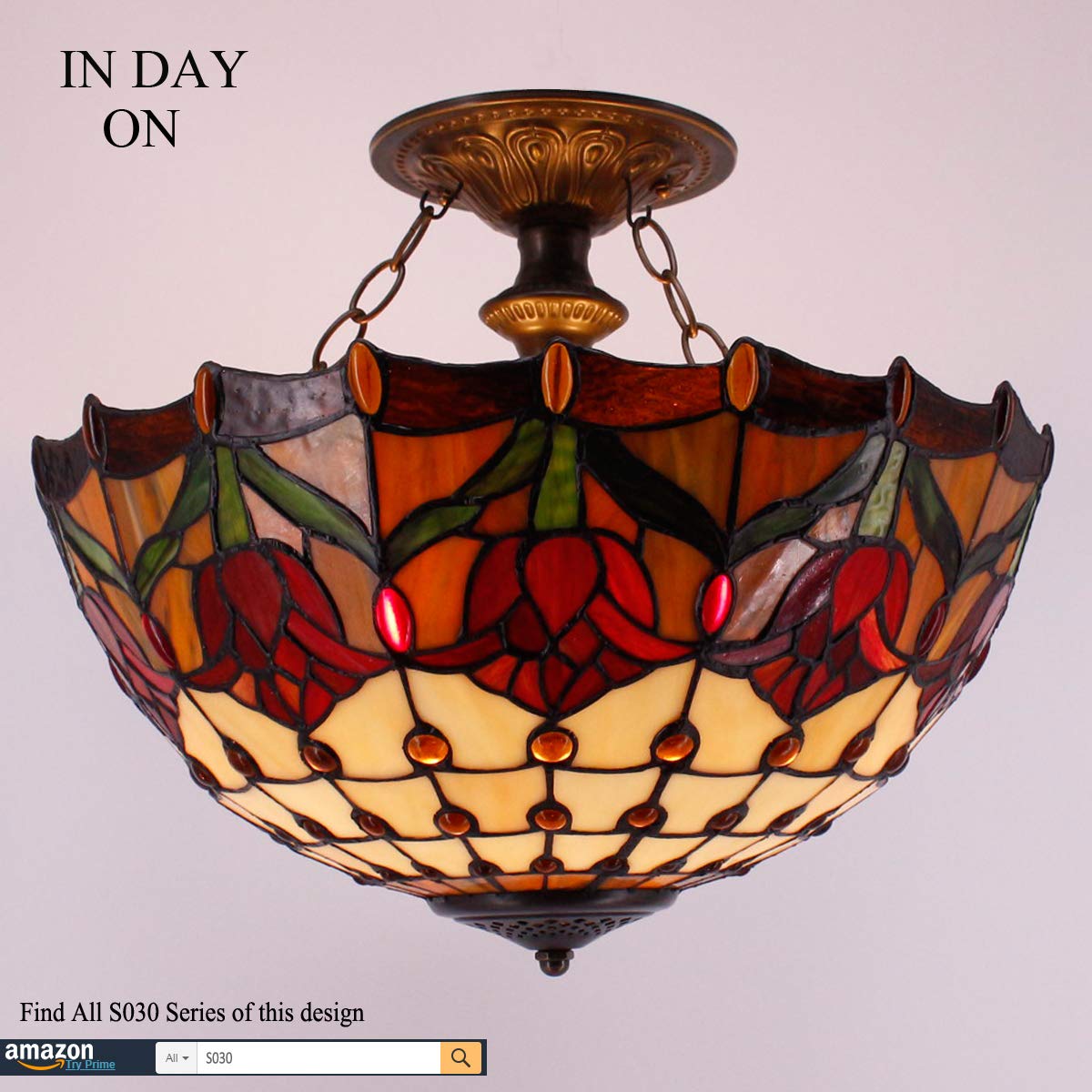Tiffany Tulip Ceiling Light Fixture